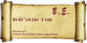 Brückler Elek névjegykártya